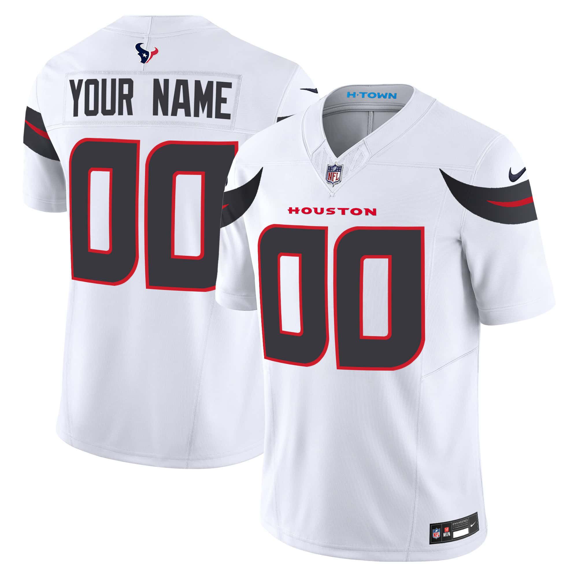Men Houston Texans White 2024 Nike Vapor Limited Custom NFL Jersey